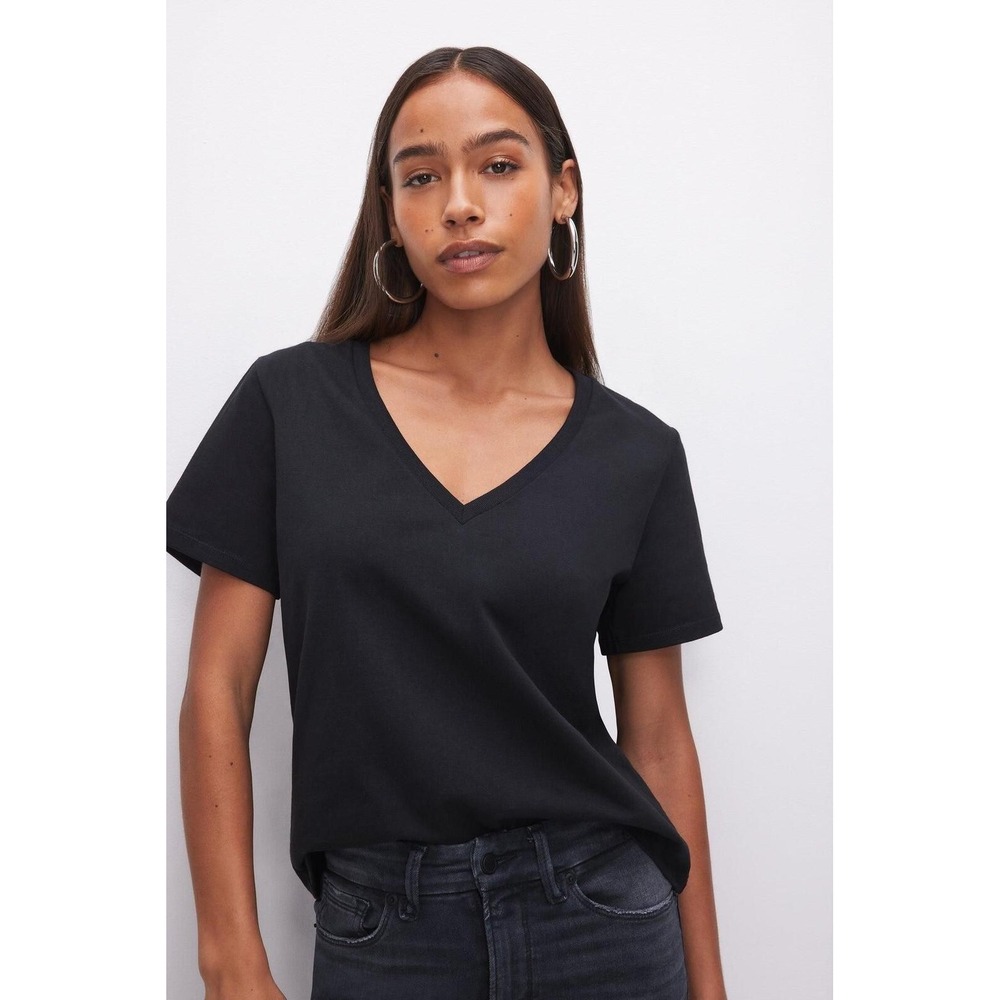 Good American NWT V-Neck Short Sleeve Relaxed‎ Fit Knit Tee - Size M - MSRP $59